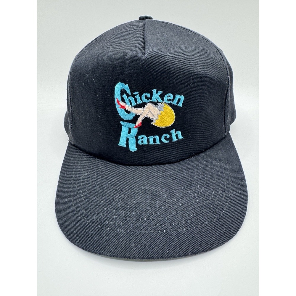 Vintage Chicken Ranch Snapback Hat KC Crown Black 90s Cap